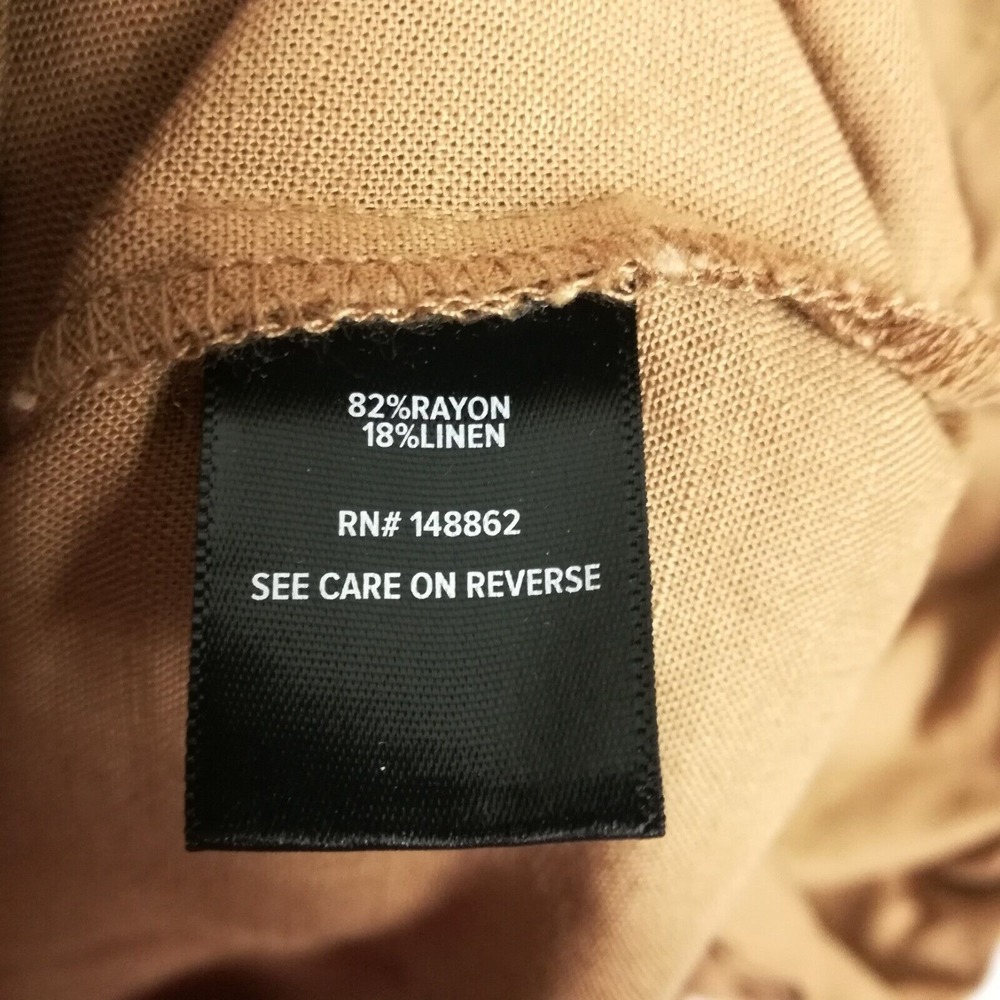 Torrid Womens Shirt Button Up Linen‎ Blend Brown Camel Roll Tab Sleeve Plus 6 - Picture 7 of 7